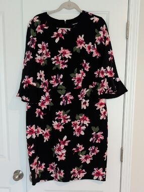 Nine West Black Pencil Skirt with Pink Floral Print